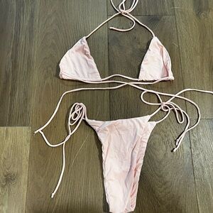 Meshki peachy Pink Triangle Bikini Set